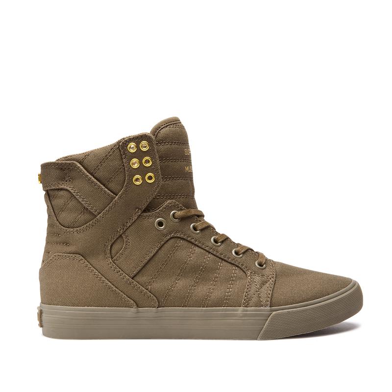 Buty Supra SKYTOP - Sneakersy Wysokie Damskie - Oliwkowe (CPQU-03241)